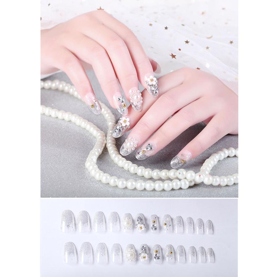 ネイルチップ ホワイト ブライダル 華やか パール キラキラ グリッター ストーン シンプル つけ爪 成人式 卒業式 前撮り 二次会 |  | 06
