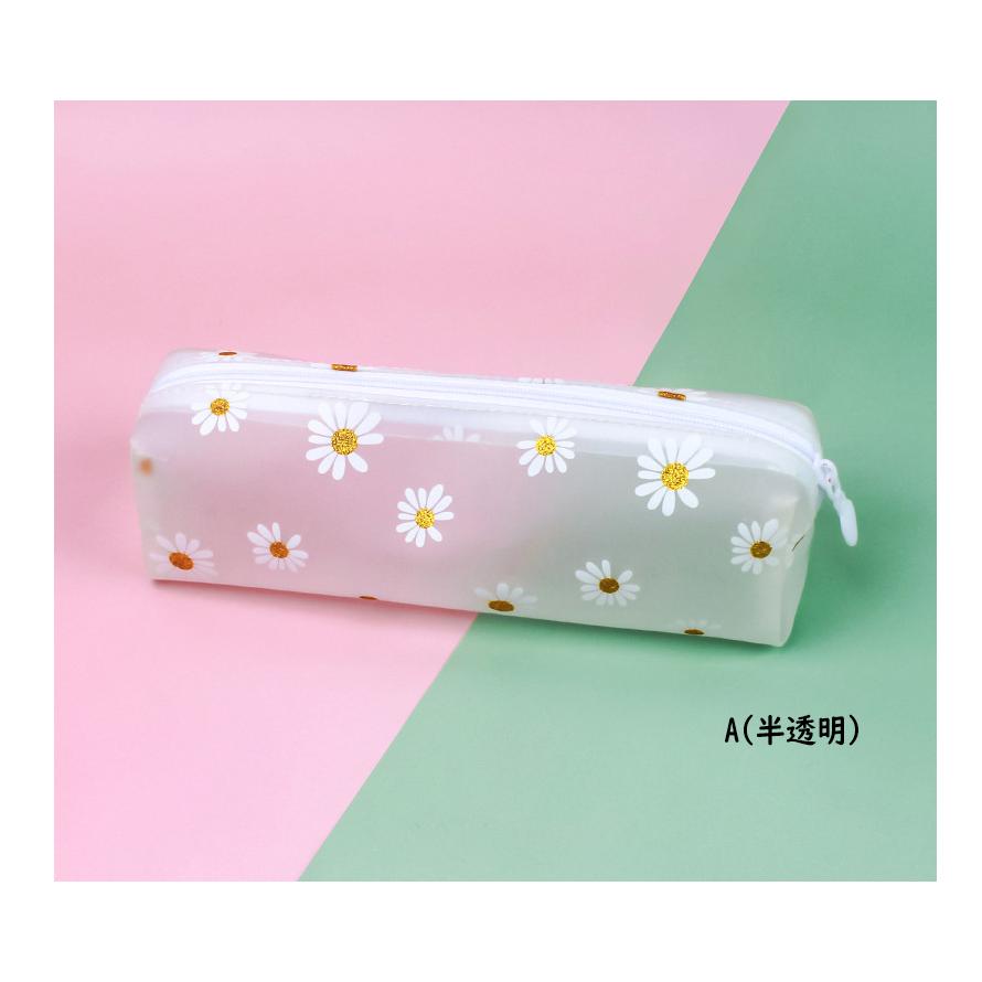 フラワー ペンケース マーガレット クリア＆半透明 長方形 花柄