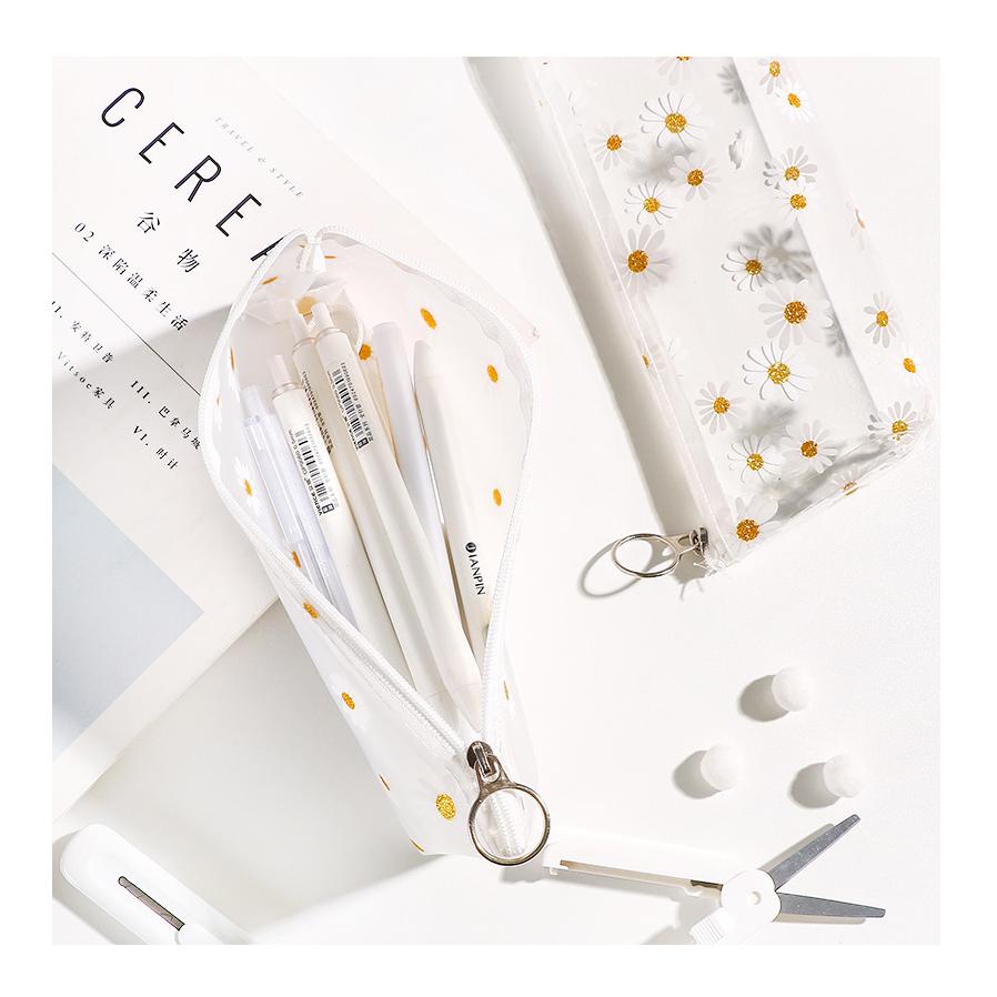 フラワー ペンケース クリア 花柄 おしゃれ 韓国 透明 代引き不可 筆箱 ふでばこ かわいい シンプル コンパクト 小さめ