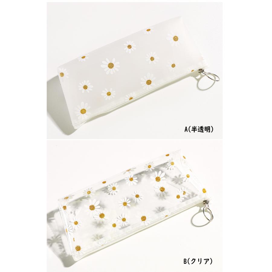 フラワー ペンケース クリア 花柄 おしゃれ 韓国 透明 代引き不可 筆箱 ふでばこ かわいい シンプル コンパクト 小さめ