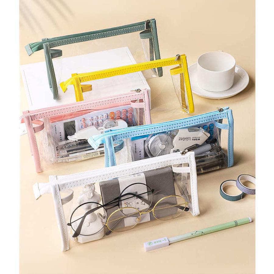 送料無料 大容量 クリアペンケース 筆箱 かわいい シンプル おしゃれ 韓国 筆入れ 透明 ペンポーチ コンパクト 男女兼用 ポーチ 小物入れ Materialworldblog Com