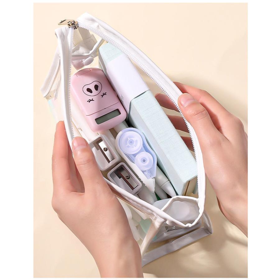 送料無料 大容量 クリアペンケース 筆箱 かわいい シンプル おしゃれ 韓国 筆入れ 透明 ペンポーチ コンパクト 男女兼用 ポーチ 小物入れ Materialworldblog Com