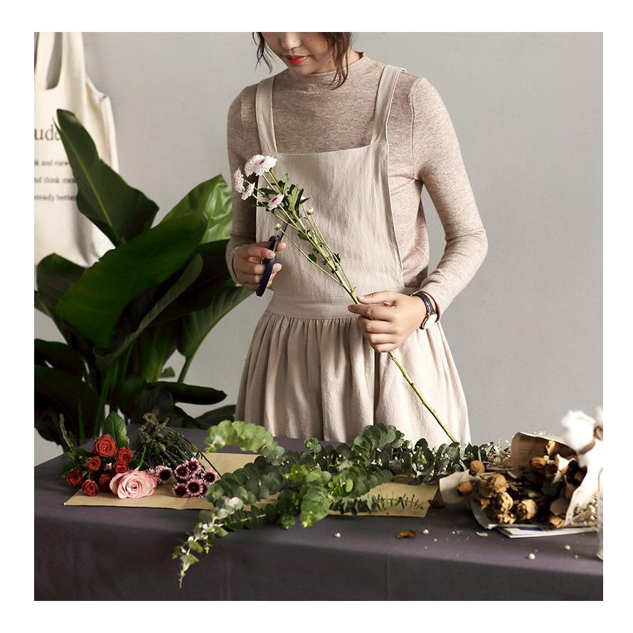 フレンチリネンギャザーたっぷりバッククロスエプロンドレス フレンチリネンギャザーたっぷりバッククロスエプロンドレス