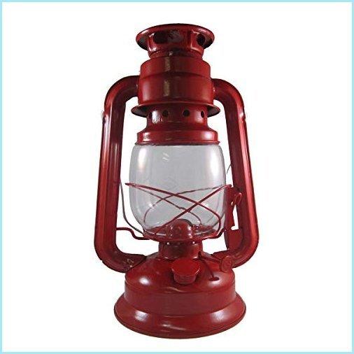 新品V&O 200-30030 Camper Brass Trim Oil Lantern, Red