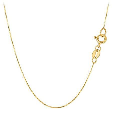 10k Yellow Solid Gold Mirror Box Chain Necklace, 0.6mm, 20