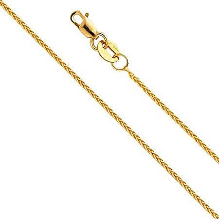 14k REAL Yellow Gold Solid 1mm Braided Wheat Chain Necklace with Lobster Cl