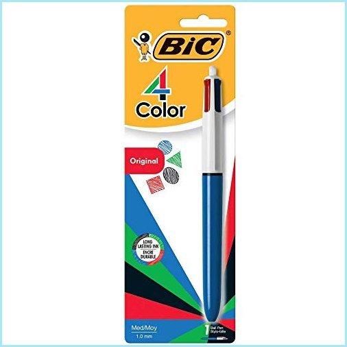 新品BIC 4-Ink Color Retractable Pen - Blue Ink, Black Ink, Red Ink, Green Ink - 1 Pack