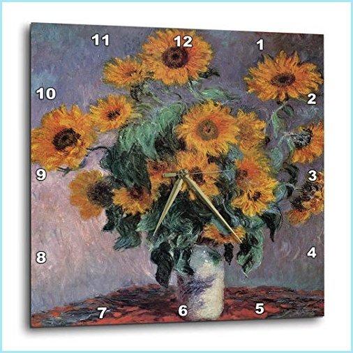 【30％OFF】 新品3dRose DPP_126498_1 Sunflowers by Claude Monet Impressionist Still Life Wall Clock, 10 by 10-Inch 掛け時計、壁掛け時計
