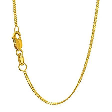 JewelStop 10k Solid Yellow Gold 1 mm Gourmette Curb Chain Necklace, Lobster