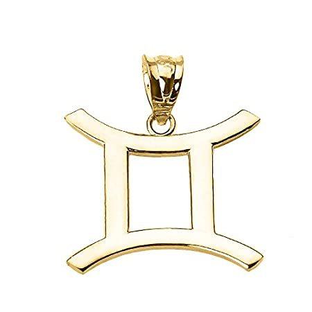 14K White Gold Gemini Zodiac Astrological Sign Charm Personalized Pendant