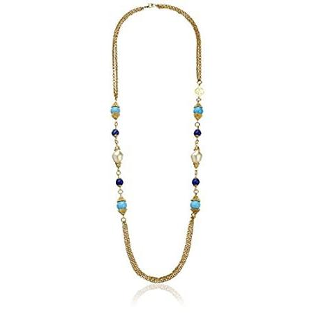 Ben-Amun Jewelry St. Tropez Long Chain Turquoise Gold Necklace, 40