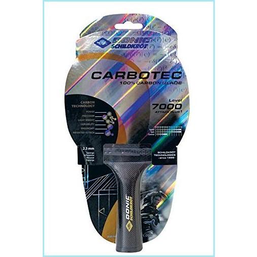 新品Donic-Schildkr〓t CarboTec 7000 Table Tennis Racket, 100% Carbon, Concave Handle, 2,3 mm Sponge, Liga Pad ITTF, 758216
