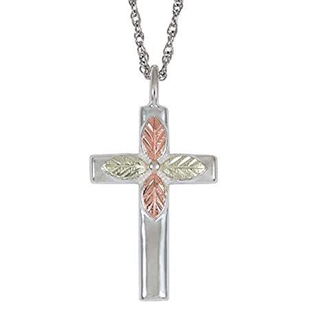 Church Cross Pendant Necklace, Sterling Silver, 12k Green Gold, 12k Rose Go