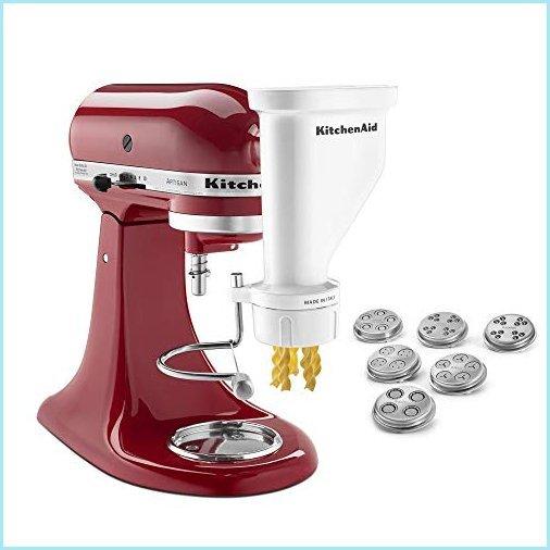 新品KitchenAid KSMPEXTA Gourmet Pasta Press Attachment with 6 Interchangeable Pasta Plates, White