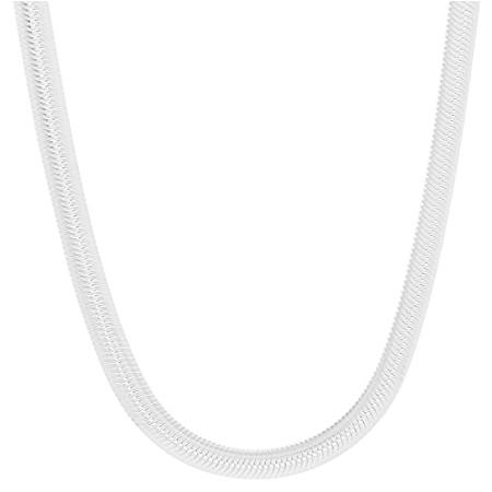 限定価格セール！ Herringbone Flat Silver Sterling .925 Solid 4.6mm Choker 18 Necklace, Chain ネックレス、ペンダント