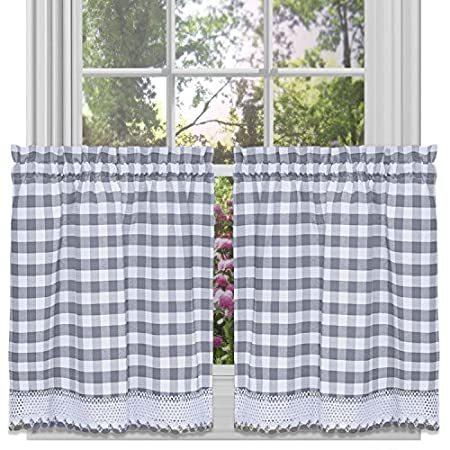 Achim Home Furnishings Tier Pair Buffalo Check Window Curtain, 58 in x 24 i