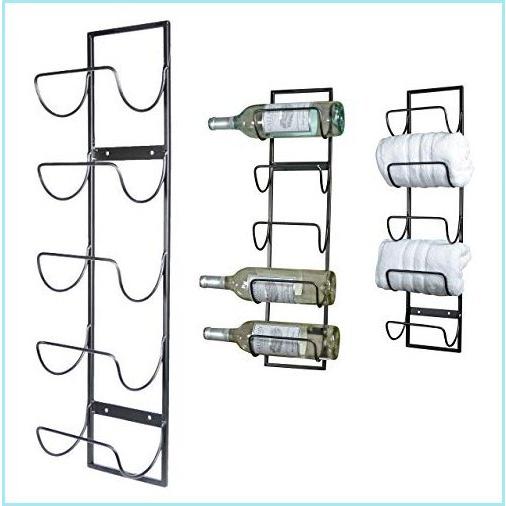 新品5 Bottle Wall Mounted Metal Wine Rack, Hand Towel Rack