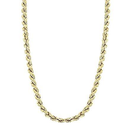 MCS Jewelry 10 Karat Yellow Gold Hollow Rope Chain Necklace 3.0mm (Length:
