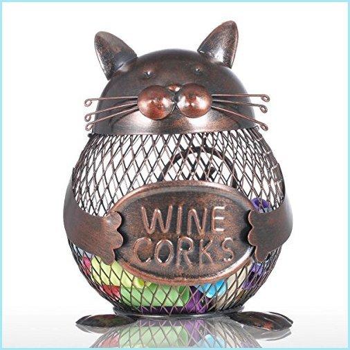 新品Tooarts Practical Kitten Wine Cork Container Iron Piggy Bank Handcraft Home Decoration Gift