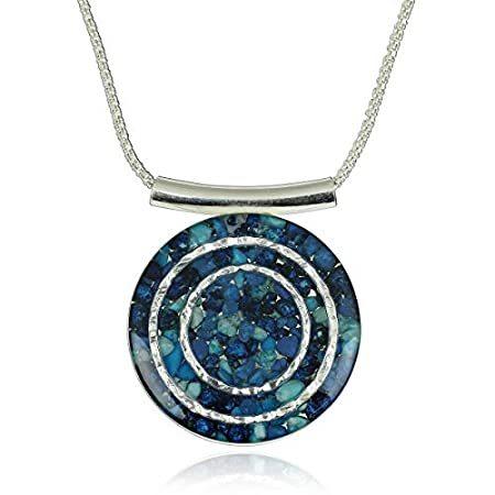 925 Sterling Silver Shades of Blue Gemstone Cluster Pendant Necklace, 18