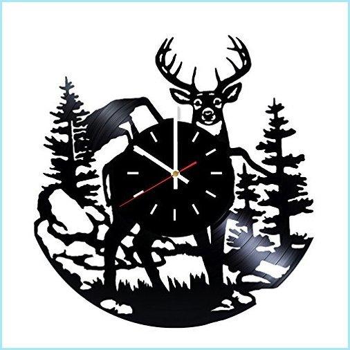 新品choma Deer Animals Vinyl Record Wall Clock - Living Room Wall Decor - Gift Ideas for Men and Women ? Unique Art Design