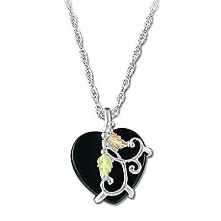 最前線の Onyx Heart Filigree Pendant Necklace, Sterling Silver, 12k Green and Rose G ネックレス、ペンダント
