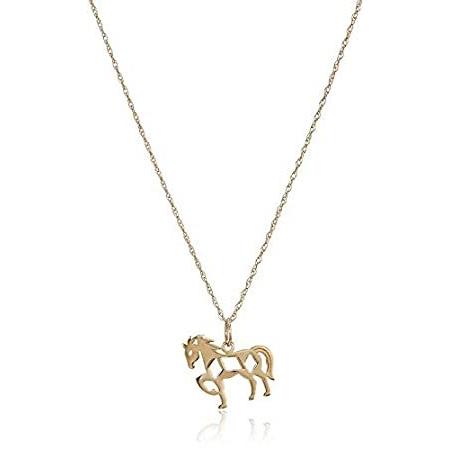 14k Yellow Gold Horse Pendant Necklace With 18