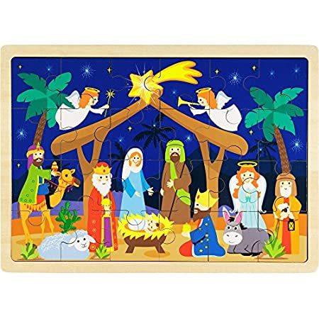50%OFF Holy 新品O Night In with Puzzle Jigsaw Christmas Wooden 24-Piece Scene Nativity ジグソーパズル