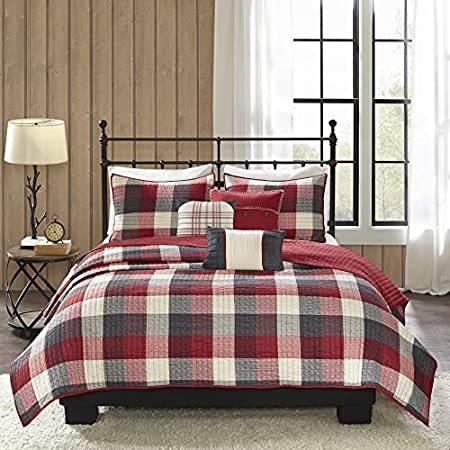 新品Madison Park Reversible Quilt Cabin Lifestyle Plaid Design All Season, Brea
