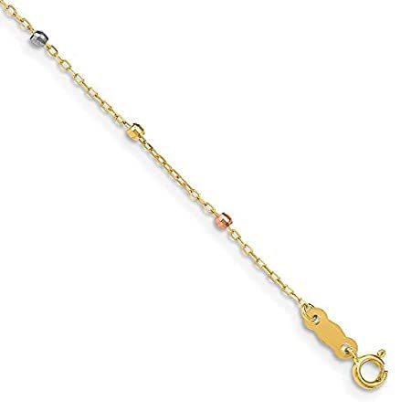 有名な高級ブランド Religious Cross Beaded Gold Colored Tri 14k 1 Fin 7 Bracelet Extension Inch ネックレス、ペンダント