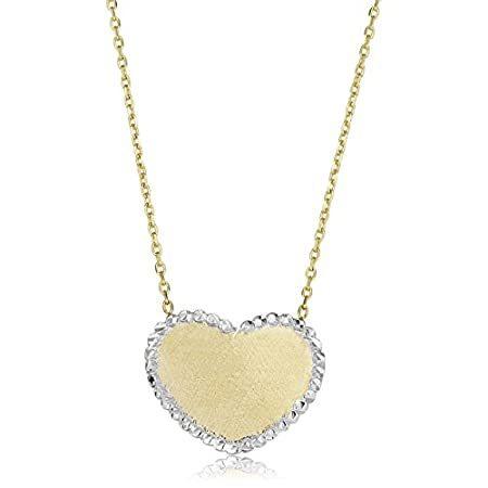 Kooljewelry 14k Two-tone Gold Heart Necklace (18 inch)