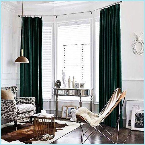 新品Green　Curtains　Velvet　Living　Rod　Window　Treatment　Set　Window　Pocket　Drapes　Room　84　Inch　Bedroom　Curtains　Long　Panels