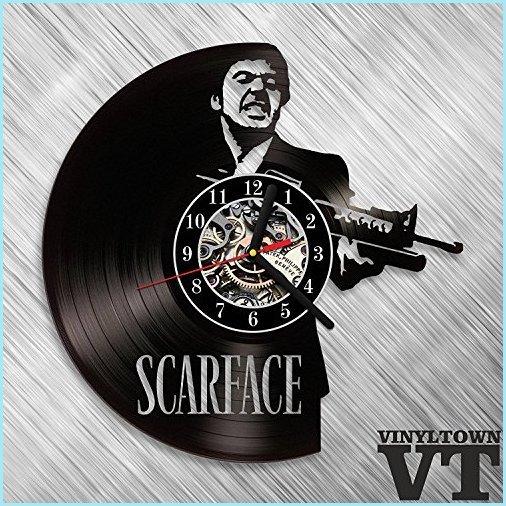 新品Scarface Tony Montana Vinyl Record Wall Clock Fan Art Handmade Decor Original Gift Unique Decorative Vinyl Clock 12