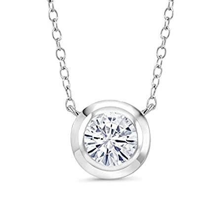 925 Sterling Silver Pendant Set Round Forever Classic 1.00cttw Created Mois