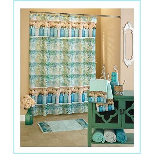 【ネット限定】 Set Accessory Bathroom Floral Jar Mason Pieces 18 新品LTD Decor Appeal Retro Decoration Bath Idea Gift Blue その他カーテン、ブラインド、レール