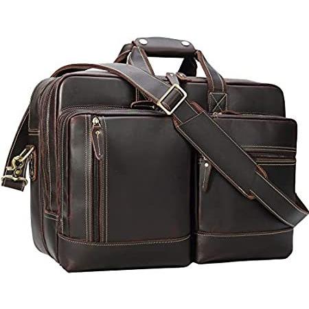Leather Briefcase for Men Expandable Vintage 17 Inch Laptop Messenger Bag C
