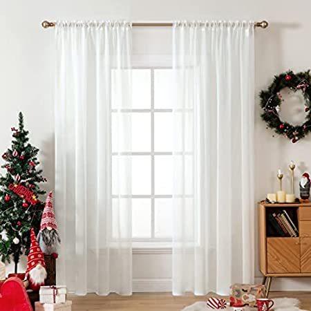 MIULEE 2 Panels Solid Color Sheer Window Curtains Elegant Window Voile Pane