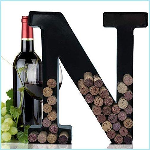 新品Metal Letter Wine Cork Keepsake Saver  Holder Monogram w Free Wall Mount Kit A-Z, (N)