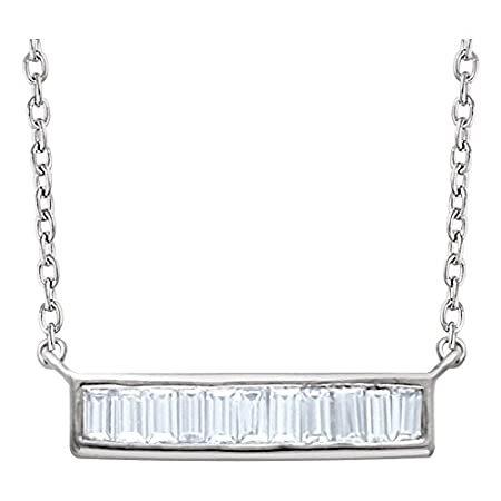 店舗良い Jewels By Lux 14k White Gold 1/4 CTW Diamond Baguette Bar 16-18" Necklace ネックレス、ペンダント