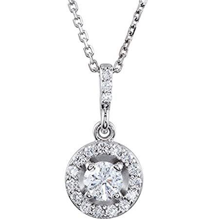 新規購入 FB Jewels 14k White Gold 1/2 CTW Diamond Halo-Style 18" Necklace ネックレス、ペンダント