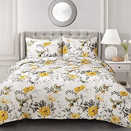人気ブランドの新作新品Lush Decor, Yellow  Gray Penrose Floral Piece Quilt Set, King