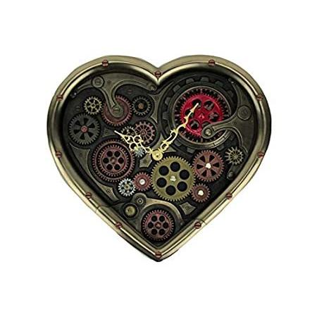 新品登場 新品Veronese Design Clo Wall Shaped Heart Gears Moving Steampunk Brass Metallic 掛け時計、壁掛け時計