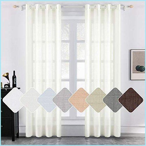 卸売 Long Linen Natural Panels 2 新品MIULEE Semi Texture Linen Panels Voile Window Top Grommet Drapes Ivory Solid Elegant Curtains Window Sheer その他カーテン、ブラインド、レール