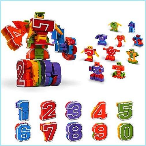 新品Lydaz Number Robots Transforming Toys Educational STEM Learning Bots Easter Basket Stuffers Birthday Gift for 3 4 5 6 Years Old Boys P