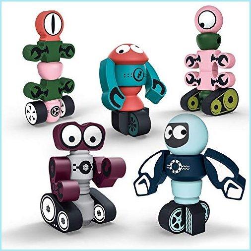 新品Gifts2U Magnetic Robots，35PCS Magnetic Blocks Set for Kids with Storage Box， Stacking Robots Toy STEM Educational Playset for Boys a