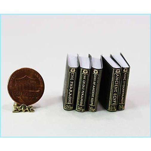 期間限定キャンペーン 新品Dollhouse Miniature Set of 5 Gold Foil Egyptian Desk Reference Books by New Creations ハウス、建物