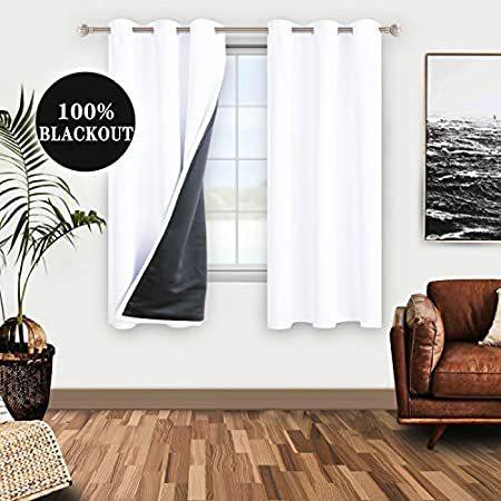 WONTEX 100% White Blackout Curtains for Bedroom 42 x 63 inch
