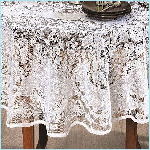 新品Alteza White Color Lace Tablecloth. Floral Design. Round (60