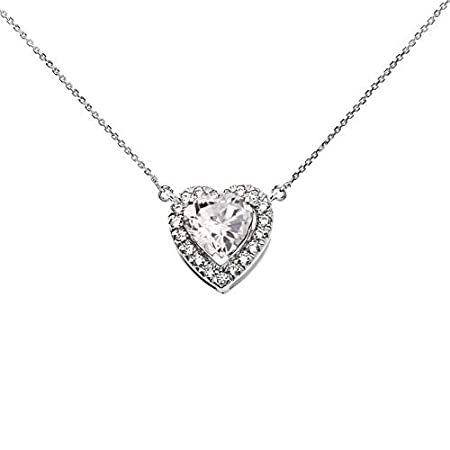 Fine Sterling Silver Diamond Personalized April Birthstone CZ Heart-Shaped
