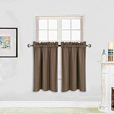 Home Collection 2 Panels 100% Blackout Curtain Set Solid Color with Rod Poc